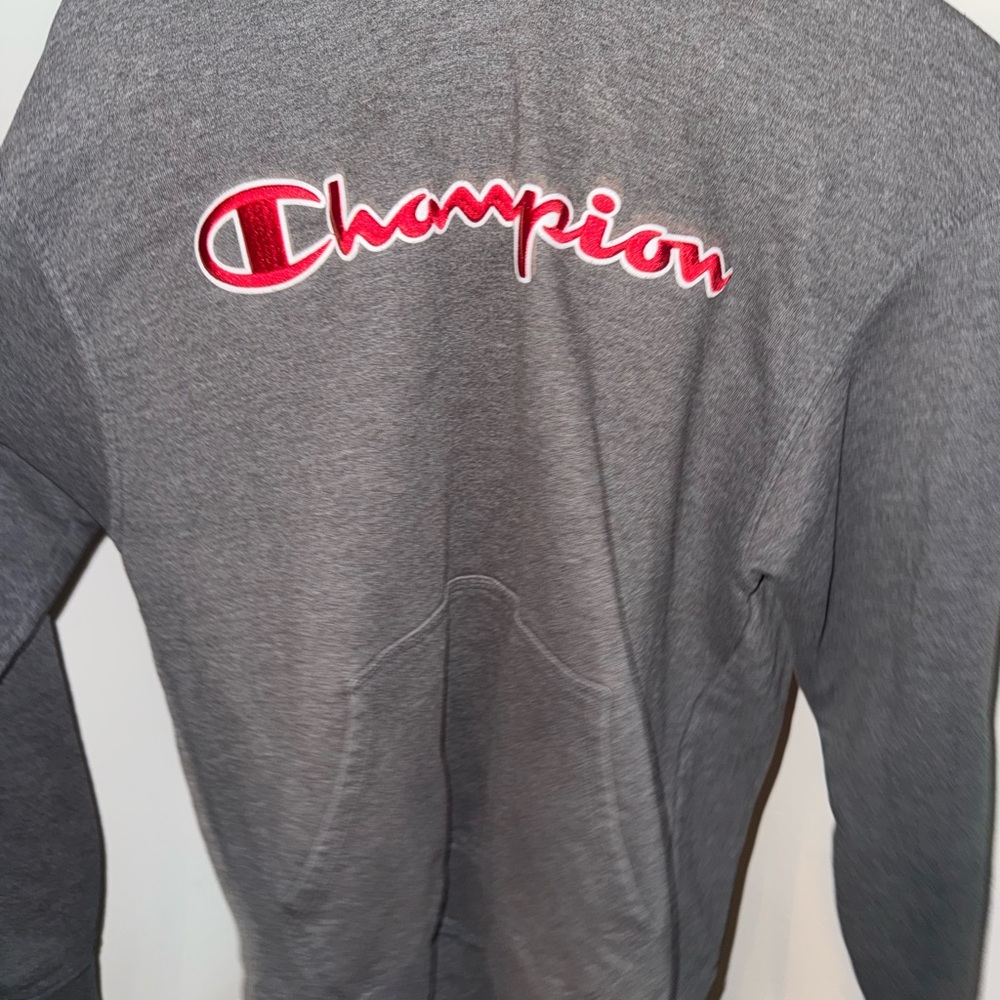 Men’s MediumChampion Gray Hoodie with Red Logo